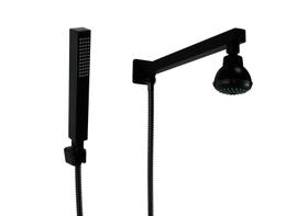 Ducha Flatt 7 cm Redonda em ABS Black com Desviador Embutido e Chuveirinho Manual em ABS Bastão Retangular Ducha Flatt 7 cm Redonda em ABS Black com Desviador Embutido e Chuveirinho Manual em ABS Bastão Retangular