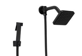 Ducha Flatt ABS Preto Fosco com Desviador e Ducha Manual em Metal
