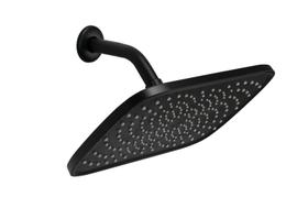 Ducha Flatt Preto ABS Retangular 30x20 c/ Suporte de Parede