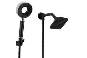 Ducha Flatt Preto Fosco com Chuveirinho de Mão em ABS 3 Jatos com Trava Ducha Flatt Preto Fosco com Chuveirinho de Mão em ABS 3 Jatos com Trava