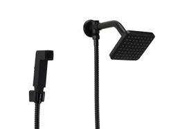 Ducha Flatt Preto Fosco com Desviador e Ducha Manual em ABS