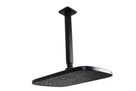 Ducha Flatt Retangular 30x20 cm ABS Preto c/ Cano de Teto 24 cm