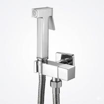 Ducha Higiênica Aço Inoxidável Quadrado Prata Cromada Banheiro Lavabo Lavatorio Quente e Fria Ducha Higiênica Aço Inoxidável Quadrado Prata Cromada Banheiro Lavabo Lavatorio Quente e Fria