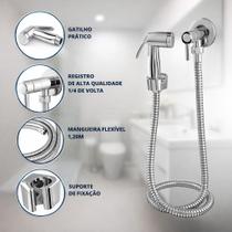 Ducha Higiênica Banheiro Completa Inox 1,2m Chuveirinho Privada com Registro e Instalação Prática
