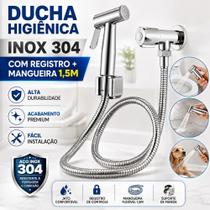 Ducha Higiênica Chuveirinho Com Registro Aço Inox 304 Mangueira 1,20m Ducha Higiênica Chuveirinho Com Registro Aço Inox 304 Mangueira 1,20m
