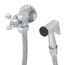 Ducha Higiênica Chuveirinho Gatilho Metal Cromado 1/4 De Volta Luxo
