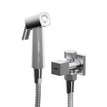 Ducha Higiênica Chuveirinho Quadrada Metal Cromada 2 saidas