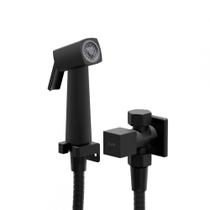 Ducha Higiênica Chuveirinho Quadrada Metal Preta 2 saidas