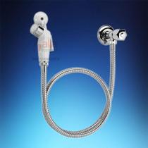 Ducha Higiênica com Kit Completo Gatilho Branco com Mangueira Cromada 1,2m Blukit 220911