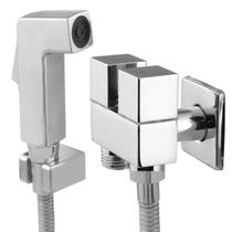 Ducha Higiênica Com Registro Duplo Duas Saídas De Água Derivação Quadrado Dois Acionamentos Independentes