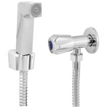 Ducha Higiênica Completa Banheiro Engate Flexível Inox 1,50m + Gatilho Quadrado + Registro Metal