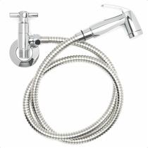 Ducha Higiênica Completa Mangueira 120cm Cromada Chuveirinho Registro Metal Lavabo Bidê Banheiro