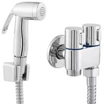 Ducha Higiênica Completa Registro Metal Duplo + Engate Flexível Aço Inox 1,20 Metros + Gatilho Top