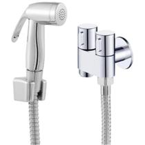 Ducha Higiênica Completa Registro Metal Duplo + Engate Flexível Aço Inox 1,80 Metros + Gatilho Top