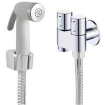 Ducha Higiênica Completa Registro Metal Duplo + Engate Flexível Aço Inox 1,80 Metros + Gatilho Top