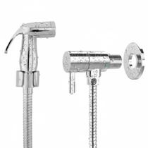 Ducha Higiênica Cromada 120cm Banheiro Bidê Íntima Chuveirinho Salão Instalação Fácil Sem Vazamento Super Luxo em Abs Metal Cromado