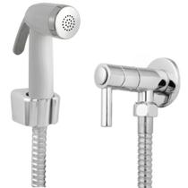 Ducha Higiênica Engate Flexível Aço Inox 1,20 Metros + Registro ABS + Gatilho Top Branco + Suporte Ducha Higiênica Engate Flexível Aço Inox 1,20 Metros + Registro ABS + Gatilho Top Branco + Suporte