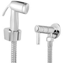 Ducha Higiênica Engate Flexível Aço Inox 1,20 Metros + Registro ABS + Gatilho Top + Suporte Parede