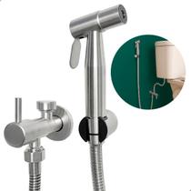 Ducha Higienica Escovada Inox 304 Registro Com Derivação Mangueira 120cm Bidê Chuveirinho Banheiro