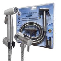 Ducha Higiênica Flvx Hidro de INOX e 120cm com Gatilho Inteligente e Suporte DHINSUP