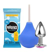 Ducha Higiênica Intima 220ml + Plug Anal Com Joia Tamanho P + Prudence Ultra Sensível Mais Fino