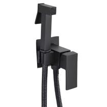 Ducha Higiênica Luxo Monocomando Banheiro Preta Água Q e f Misturador Registro Próprio Moderna Quadrado Black Fosco Duchinha Aço Inoxidável