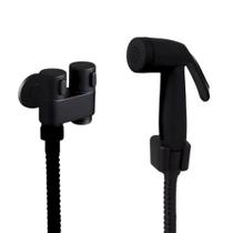 Ducha Higiênica Metal C/ Registro 2 Saídas Preto C/ Suporte