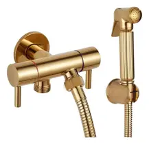 Ducha Higiênica Para Banheiro Dourado Com registro Duplo