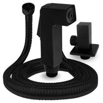 Ducha Higienica Preto Fosco Quadrada Completa Black Edition, Bide, Chuveiro Intimo, Preta, Banheiro, Salao de Beleza