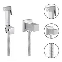 Ducha Higiênica Quadrada Banheiro Cromado ¼ Volta Completa Luxo 1,20m