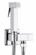 Ducha Higiênica Quadrada Cromada Toda Metal com Registro Meia Volta