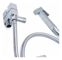 Ducha Higiênica Quadrada Metal Gatilho Luxo Registro Duplo