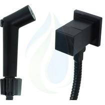 Ducha Higiênica Quadrada Metal Para Banheiro Lavabo Black Matte Gatilho Push PRETO FOSCO Cód. 121