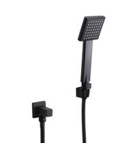 Ducha Higiênica Quadrada Preta ABS c/ Registro 1/4 de Volta