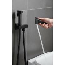 Ducha Higiênica Quadrada Preto Fosco Inox