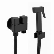 Ducha Higiênica Registro Quadrado Duas Saídas Metal Preto com Desviador