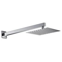 Ducha huveiro Quadrada 20x20 Slim Ultra Fina Gás Solar Piscina de parede Cromado Brilhante Metal