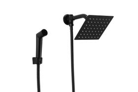 Ducha Inox 15x15 cm Preto com Desviador e Ducha Manual ABS