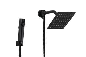 Ducha Inox 15x15 cm Preto Fosco com Chuveirinho de Mão