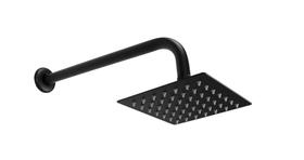 Ducha Inox 15x15 cm Preto Fosco Quadrado c/ Cano de Parede