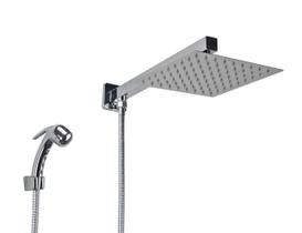 Ducha Inox 20 cm c/ Desviador e Ducha de Mão em ABS c/ Trava