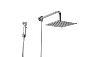 Ducha Inox 20x20 cm c/ Chuveirinho de Mão ABS com Trava