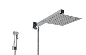 Ducha Inox 20x20 cm com Chuveirinho de Mão em ABS com Trava