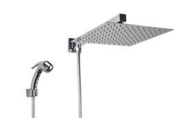 Ducha Inox 25 cm c/ Desviador e Ducha de Mão em ABS c/ Trava