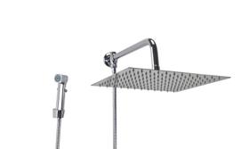 Ducha Inox 30 cm c/ Desviador e Ducha Manual ABS c/ Trava