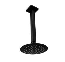 Ducha Inox 304 15 cm Redonda Preto c/ Cano de Teto 24 cm