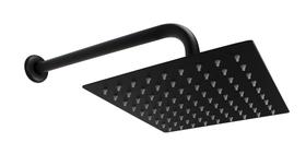 Ducha Inox 304 20x20 cm Black Matte com Cano de Parede Redondo