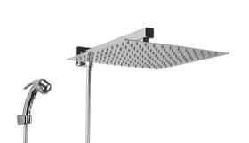 Ducha Inox 304 30x30 cm c/ Desviador e Ducha Manual em ABS com Trava