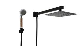 Ducha Inox 304 Preta 20 cm com Ducha Manual Esferas ionizantes