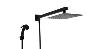 Ducha Inox 304 Preto 20 cm com Ducha Manual ABS com Trava